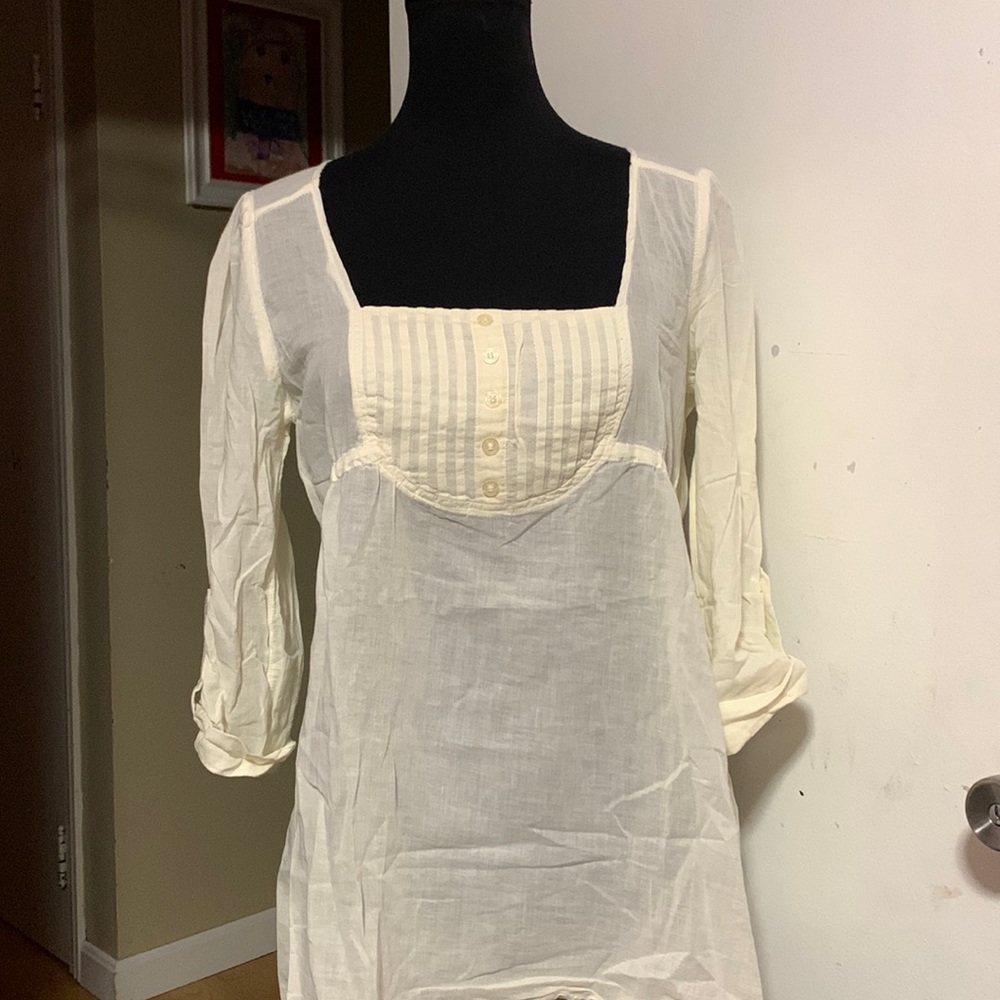 Mossimo supply Co. misses sheer cotton peasant top oyster white size L
